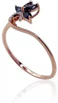 Auksinis žiedas su brangakmeniais. Metalas: Raudonas Auksas. Praba: 585°. Akmuo: Briliantai , Safyras - 17.5 - 1.07 g. - Briliantai (0,014Ct), Safyras (0,39Ct)