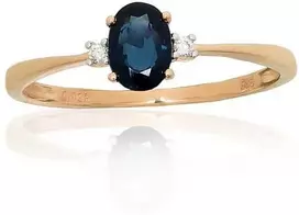 Auksinis žiedas - 17 - 1.25 g. - Briliantai (0,02Ct), Safyras (0,611Ct)