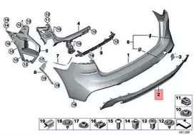 Originalus BMW F46 214d 216d 216i 218d 218dX 218i Galinis bamperio dangtis 51128067073