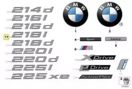 ORIGINALUS OEM BMW F45 Bagažinės Dangčio 218i Emblema Ženklelis Logotipas 51147383496