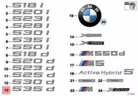 NAUJA OEM Originali BMW F11 F11N Bagažinės Dangčio 535d Emblema Ženklas Logotipas 51147209166