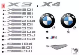 NAUJA OEM BMW F25 F26 SAC Bagažinės Dangčio X3 Emblema Ženklelis Logo 51147362473