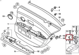 BMW 7 serija E65 E66 02-08 priekinės galinės durų panelės dangtelio kištukas tamsiai sidabrinis ORIGINALUS