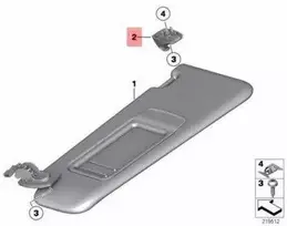 NAUJA OEM BMW 5 6 7 F10 F11 F13 F01 F02 F04 Saulės užuolaidos kabliuko laikiklis 51167227034