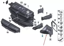 BMW 6 F06 Radiatoriaus aušinimo kairysis oro kanalas 51748050397 8050397 2016 Naujas originalus