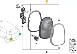 BMW Mini Cooper S Countryman ALL4 R60 Vairuotojo Kairysis Galinis Žibintas Originalus 63219808151 NAUJAS
