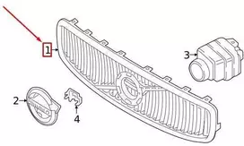 VOLVO S60 MK3 Priekinis radiatoriaus groteles 32132212 NAUJAS ORIGINALUS