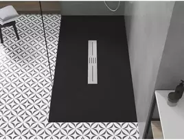 Stačiakampis dušo padėklas Mexen Toro SMC, 160 x 90 cm, Juodas+Inox