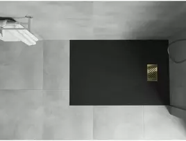 Stačiakampis dušo padėklas Mexen Hugo SMC, 120 x 70 cm, Juodas+Gold