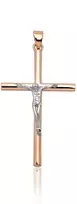 Auksinis pakabukas kryželis. Metalas: Raudonas/Baltas Auksas. Praba: 585°. - 1.11 g. - 32 mm.