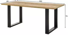 Valgomojo stalas Sherwood, 180 x 80 x 76 cm, ruda / pilka