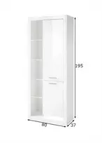 Spinta Meran, 80 x 37 x 195 cm, baltas blizgus