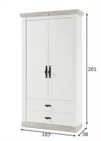 Prieškambario spinta Florenz, 107 x 38 x 201 cm, balta / ąžuolas