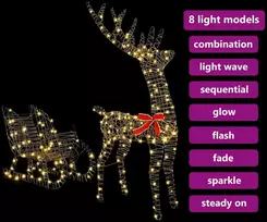 Elnių tempimo roges LOVIISA 2 vnt. 200 LED Šilta balta