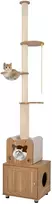 Promotions Katės draskyklė, nuo grindų iki lubų reguliuojamo aukščio su kraiko dėžės spinta, 67.3x44.5x256.5-275.6 cm, ruda