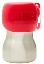 KONG H2O geriamojo vandens buteliukas 280ml – Kompaktiškas nerūdijančio plieno buteliukas su integruotu dubenėliu, juodas