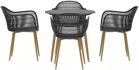 Lauko baldų komplektas Venture Design Valgomojo komplektas Anafi apvalus 80 cm juodas medis