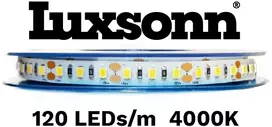 12W/m LED juosta LUXSONN, SAMSUNG diodai 2835, 120 LED/m, 4000K, 12V, 5m ritė