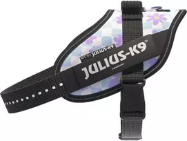 Julius-K9 IDC Powerharness Cartoon – Atspindinti gėlių rašto šunų petnešos, patogiai priglundantis dizainas
