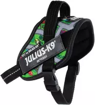 Julius-K9 IDC Powerharness Daycare – Atspindintis šunų pavadėlis, spalvotas miesto raštas, 1 dydis