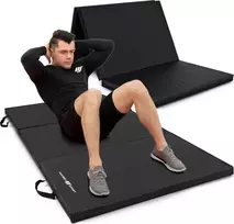 Sudedamas kietas gimnastikos kilimėlis su lipukais, 180 x 90 x 5 cm, juodas - Marbo Sport