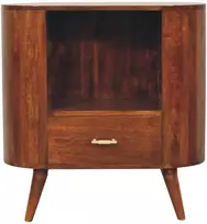 Artisan Furniture Cortez atvira mango medienos spintelė su T formos rankenėlėmis, kaštono atspalvio