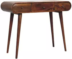 Artisan Furniture Mango medienos kosmetinis staliukas su atlenkiamu veidrodžiu, kaštono atspalvio