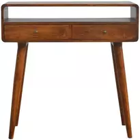 Artisan Furniture Lenktas mango medienos konsolinis staliukas, kaštono atspalvio