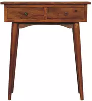 Artisan Furniture Kompaktiškas mango medienos konsolinis staliukas prieškambariui, kaštono atspalvio