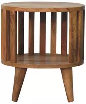 Artisan Furniture Ariella mango medienos naktinis staliukas su lentyna, ąžuolo atspalvio