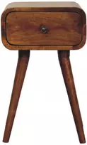 Artisan Furniture Kompaktiškas Avora mango medienos naktinis staliukas su stalčiumi, kaštono atspalvio