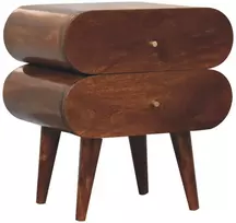 Artisan Furniture Bubble mango medienos naktinis staliukas su 2 stalčiais, kaštono atspalvio