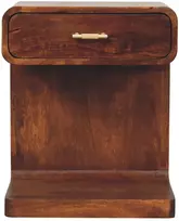 Artisan Furniture Apvalintų formų mango medienos naktinis staliukas su T formos rankenėlėmis, kaštono atspalvio