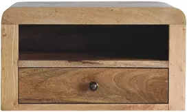 Artisan Furniture Masyvus sieninis mango medienos naktinis staliukas, ąžuolo atspalvio