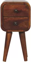 Artisan Furniture Lenktas, riešutmedžio atspalvio mini naktinis staliukas, 20 cm