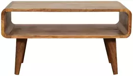 TV staliukas Artisan Furniture Atvira mango medienos TV spintelė, ąžuolo atspalvio
