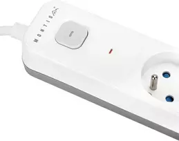 Montis MT187-WG-3 elektros lizdų juosta su apsauga nuo viršįtampio, 5 lizdai, 3 m, balta-pilka