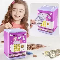 Vaikiška elektroninė taupyklė–seifas su PIN kodu banknotams ir monetoms
