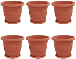 Augalų vazonai 6 vnt. Raudona plyta Ø 30 x 25 cm Plastmasė