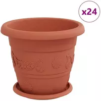 Augalų vazonai 24 vnt. Raudona plyta Ø 26 x 21.5 cm Plastmasė