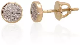 Auksiniai auskarai su brangakmeniais. Metalas: Geltonas Auksas. Praba: 585°. Akmuo: Briliantai - 1.75 g. - 6 mm. - Briliantai (0,076Ct)