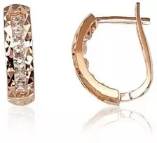 Auksiniai auskarai anglišku užsegimu, Raudonas Auksas, Cirkonai - 1.71 g. - 14 mm.