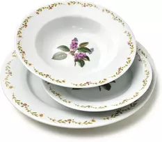 Affek Design LEA LILAC pietų rinkinys 18 dalių 21,8 cm / 19,2 / 27 cm sriubos lėkštė 220 ml