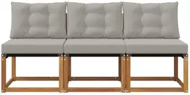 3 vnt. Lauko vidurinė sofa Kietas akacijos medis ir tekstilenas