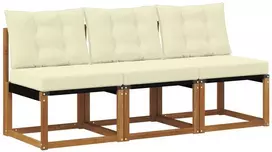 3 vnt. Lauko vidurinė sofa Kietas akacijos medis ir tekstilenas