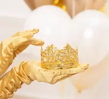 Partypal Torto dekoracija karūna auksinė 10 cm skersmuo