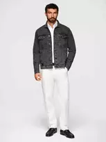 Men's denim jacket katana with washem - juodas V3 OM-JADJ-0219