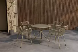 Lauko baldų komplektas Venture Design Valgomojo komplektas Sifnos Apvalus 5 dalių Smėlio spalvos