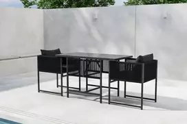Lauko baldų komplektas Venture Design Balkono valgomojo komplektas Noto juodas