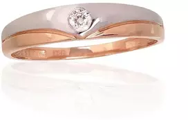 Auksinis sužadėtuvių žiedas. Praba: 585°, Metalas: Raudonas Auksas, Akmuo: Cirkonai - 18 - 1.29 g.